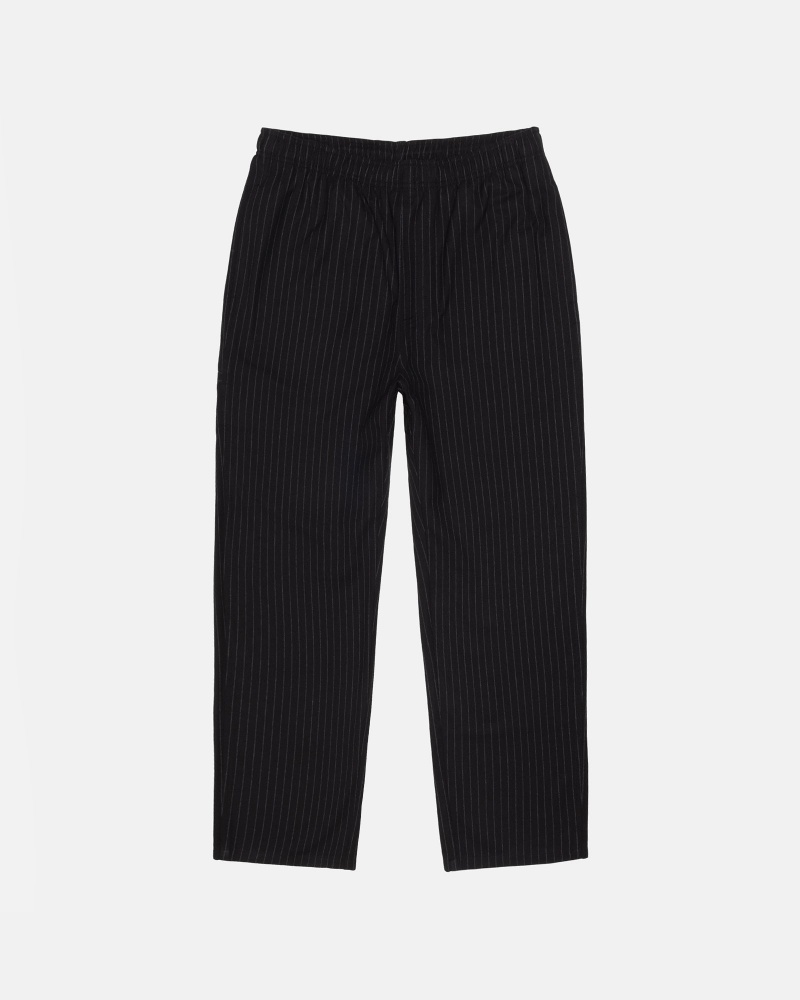 Stüssy Beach Pant Wool Stripe Pants Black | ZRQ-319460