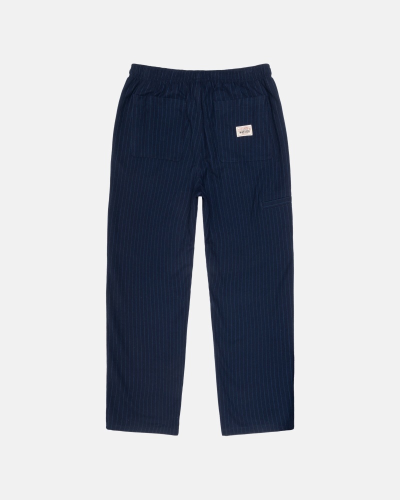 Stüssy Beach Pant Wool Stripe Pants Navy | FVO-649581