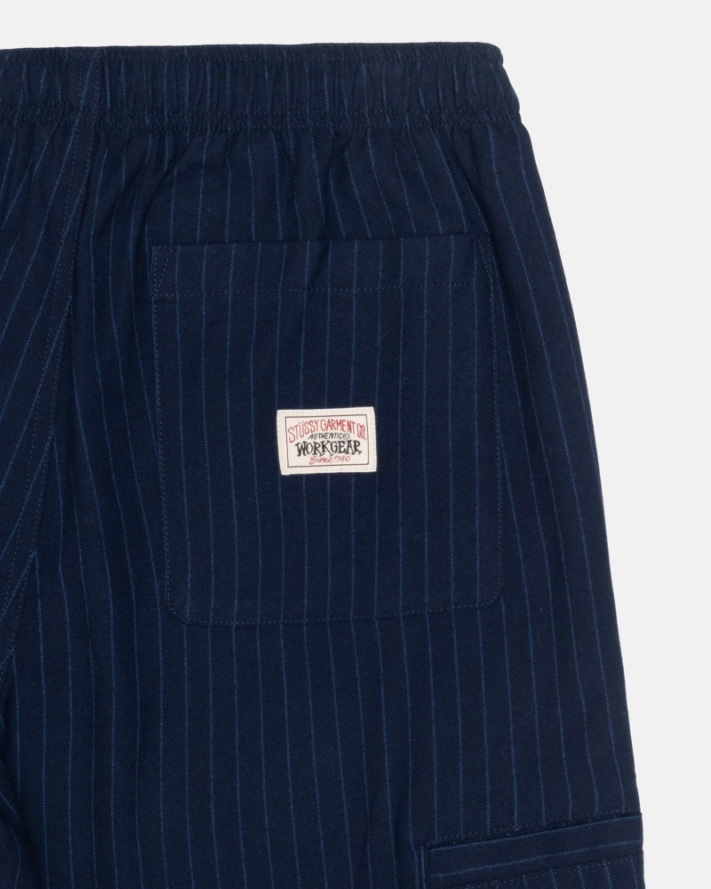 Stüssy Beach Pant Wool Stripe Pants Navy | FVO-649581