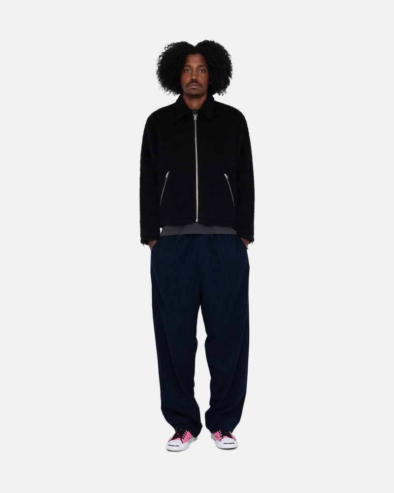 Stüssy Beach Pant Wool Stripe Pants Navy | FVO-649581