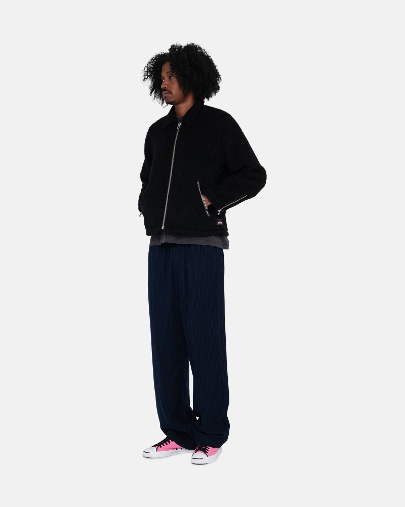 Stüssy Beach Pant Wool Stripe Pants Navy | FVO-649581