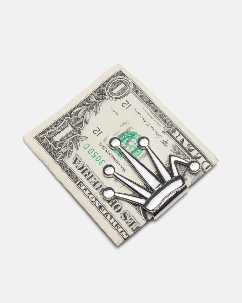 Stüssy Bent Crown Money Clip Novelty Home Silver | KJL-163284