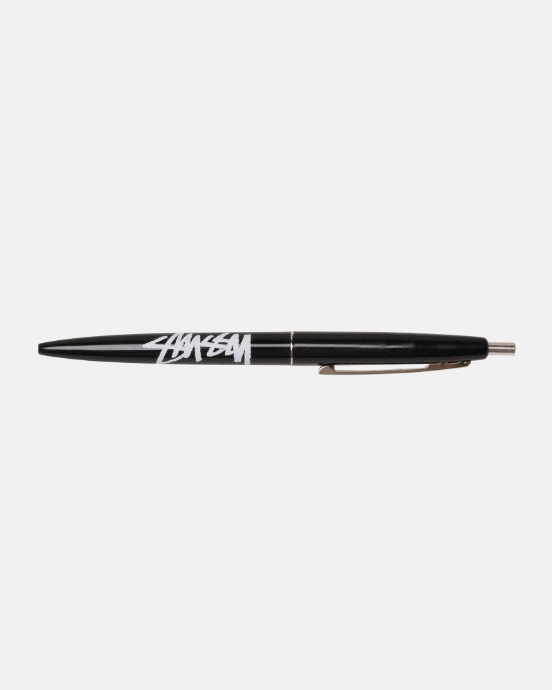 Stüssy Bic Clip Pen Novelty Home Black | PLM-056184