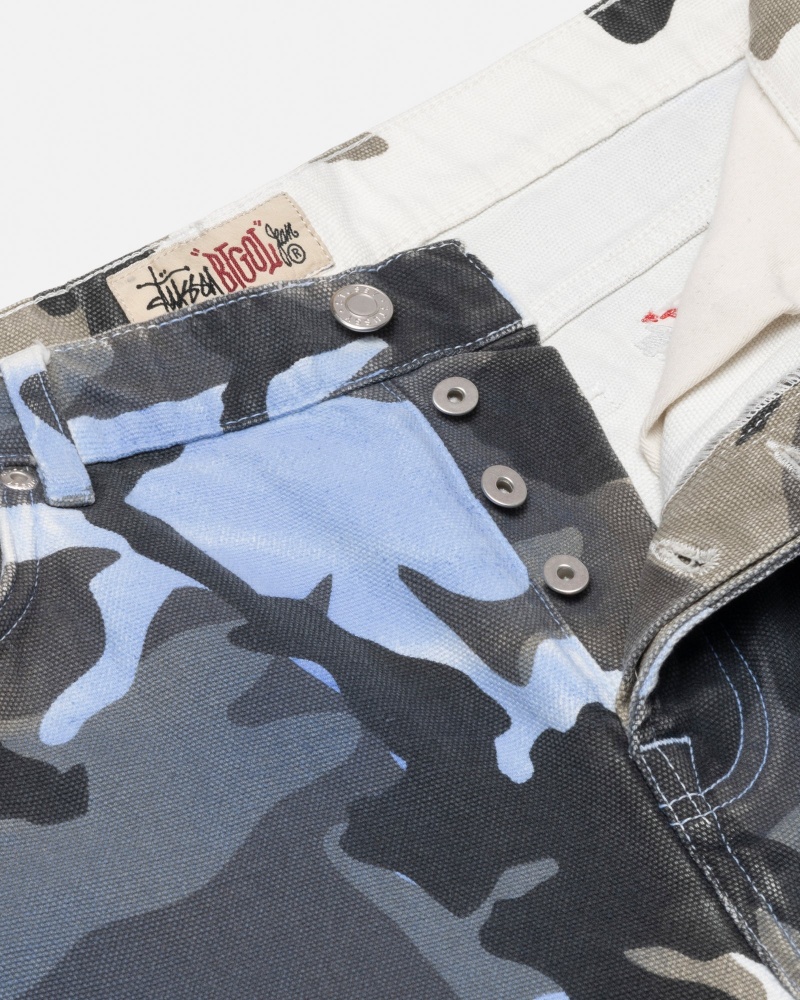 Stüssy Big Ol' Jean Spray Dye Canvas Denim Blue Camo | SGB-245019