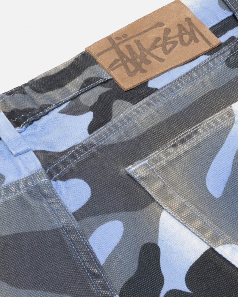 Stüssy Big Ol' Jean Spray Dye Canvas Denim Blue Camo | SGB-245019