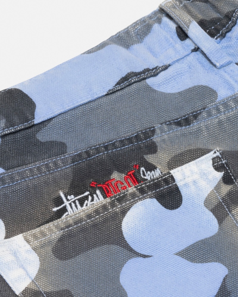 Stüssy Big Ol' Jean Spray Dye Canvas Denim Blue Camo | SGB-245019