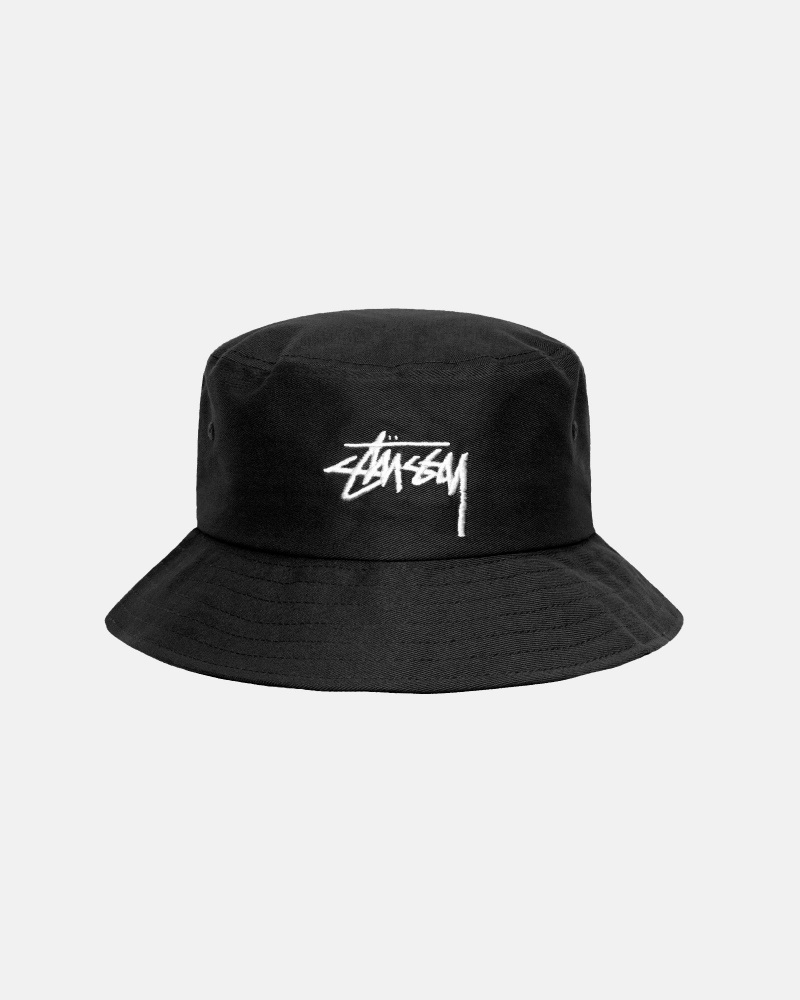 Stüssy Big Stock Bucket Hat Bucket Hat Black | XAY-528064