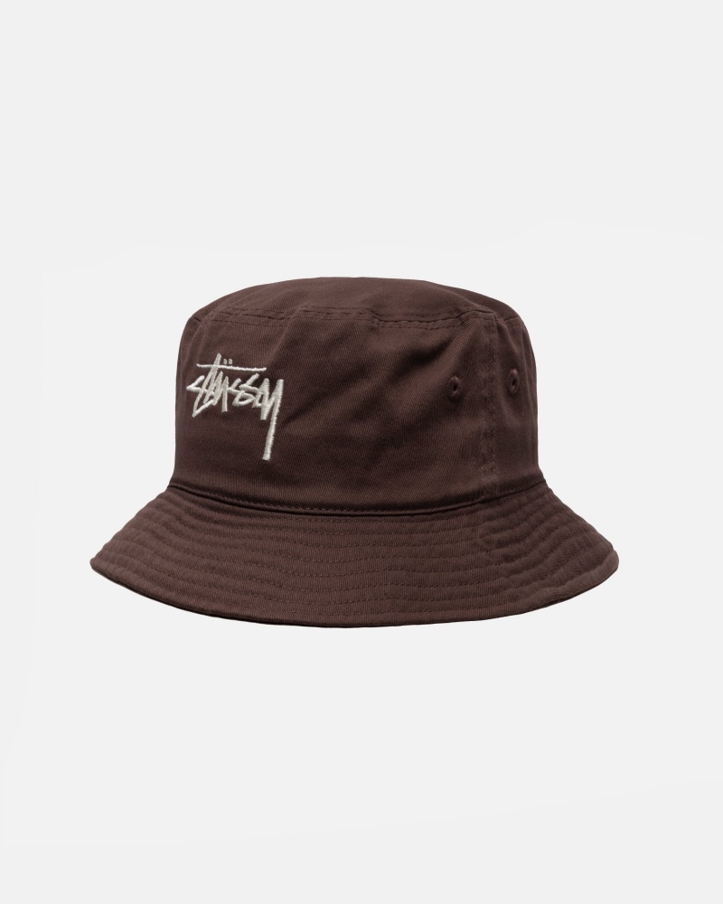 Stüssy Bucket Hat Big Stock Bucket Hat Chocolate | JIE-396210