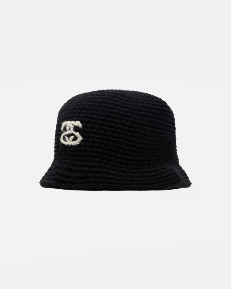 Stüssy Bucket Hat SS Link Knit Bucket Hat Black | WZB-730426