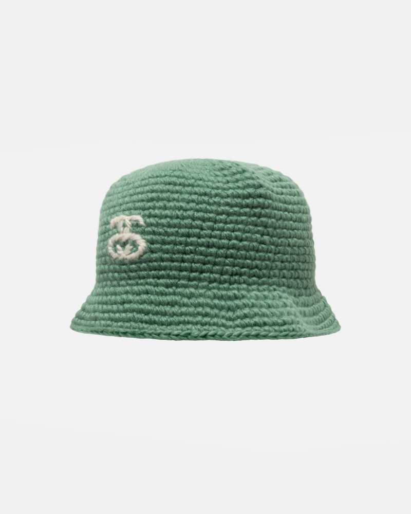 Stüssy Bucket Hat SS Link Knit Bucket Hat Spruce | CIB-926783