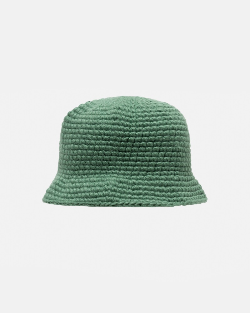 Stüssy Bucket Hat SS Link Knit Bucket Hat Spruce | CIB-926783