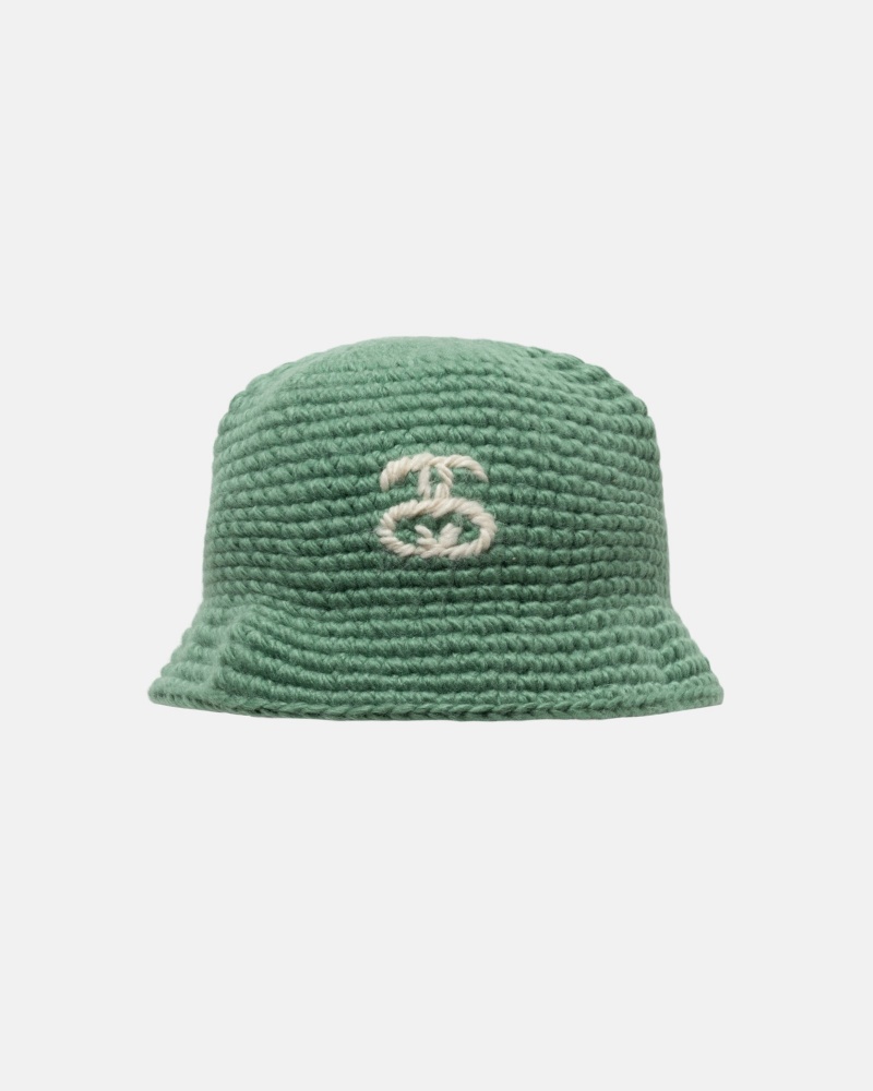 Stüssy Bucket Hat SS Link Knit Bucket Hat Spruce | CIB-926783