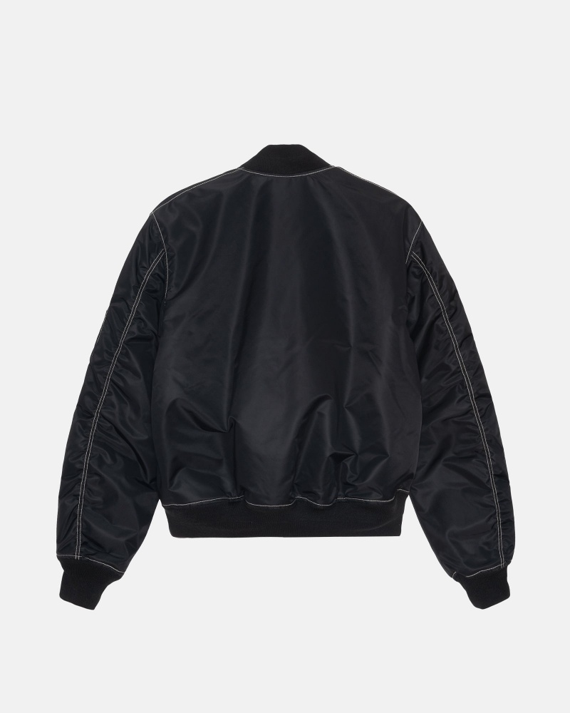 Stüssy Built Reversible Bomber Jacket Long Sleeve Outerwear Black | FUK-821370