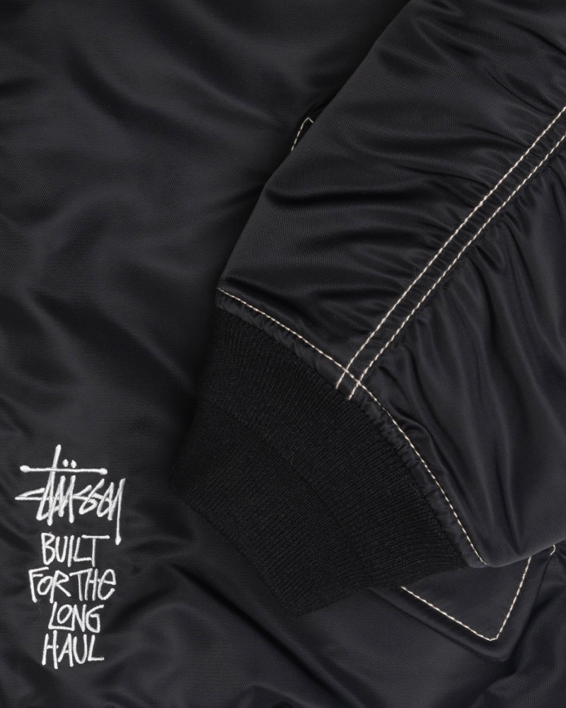 Stüssy Built Reversible Bomber Jacket Long Sleeve Outerwear Black | FUK-821370