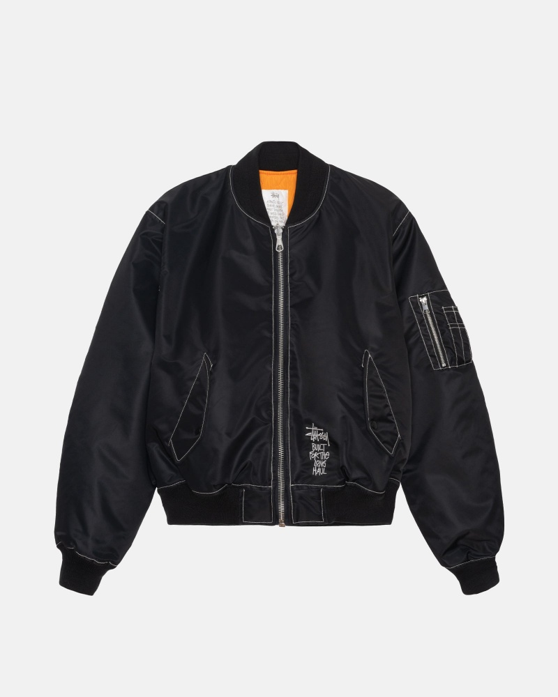 Stüssy Built Reversible Bomber Jacket Long Sleeve Outerwear Black | FUK-821370