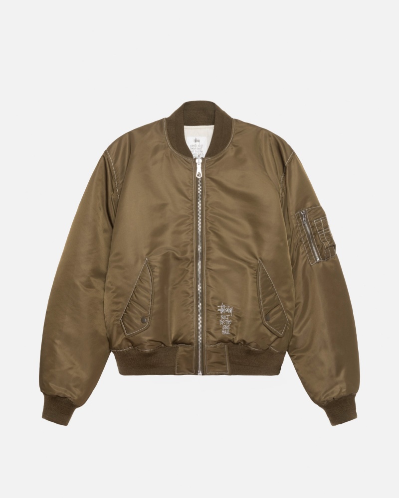 Stüssy Built Reversible Bomber Jacket Long Sleeve Outerwear Brown | VDW-056839