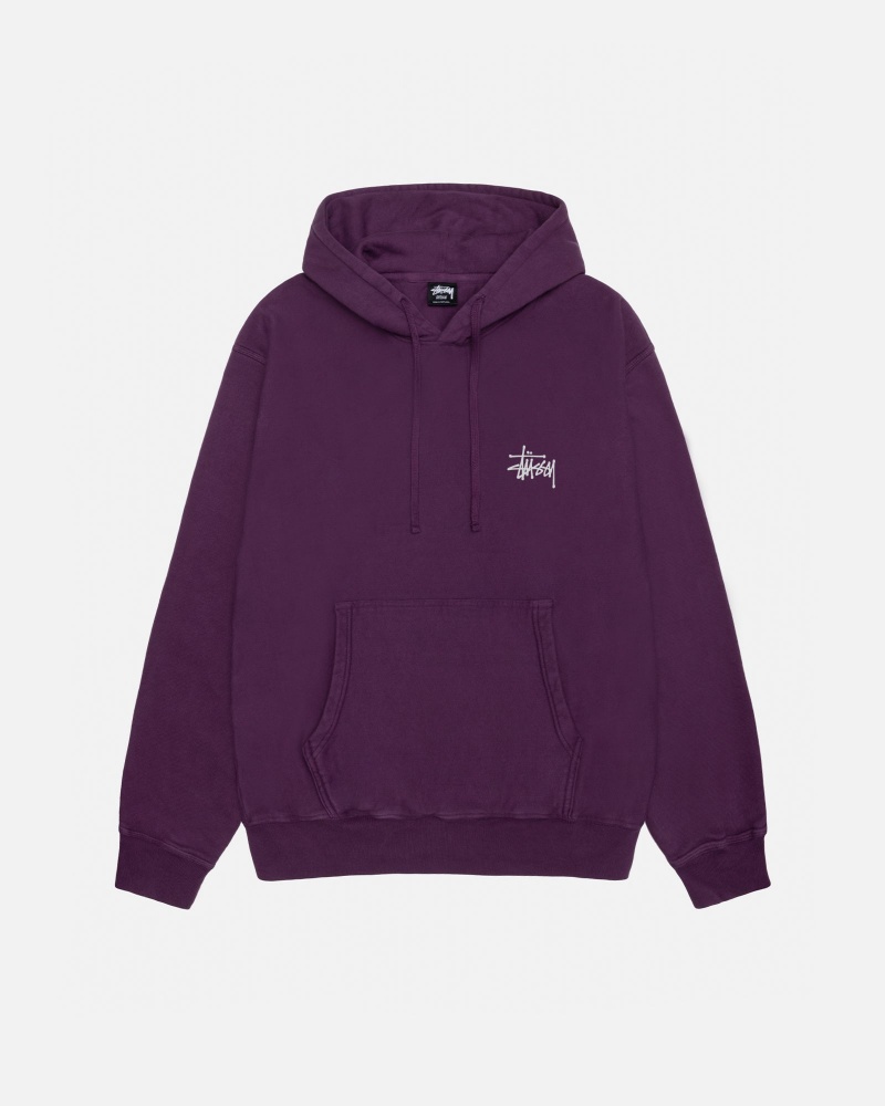 Stüssy Built Tough Hoodie Pigment Dyed Long Sleeve Sweatshirt Purple | HRS-678123