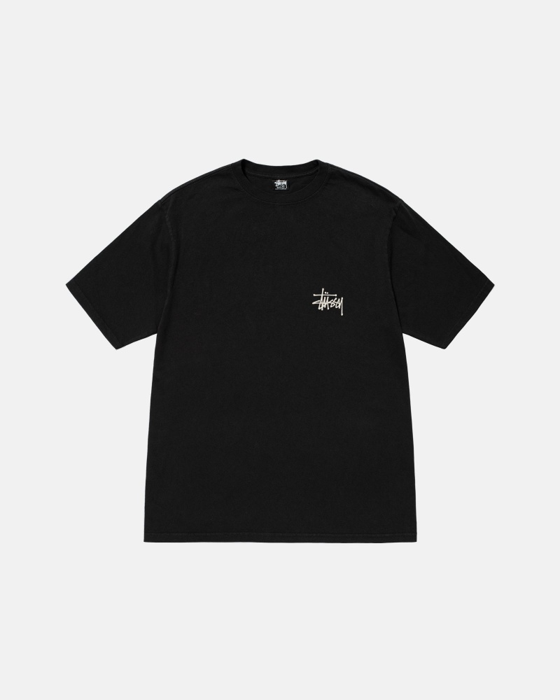 Stüssy Built Tough Tee Pigment Dyed Short Sleeve T-Shirt Black | PMU-895340