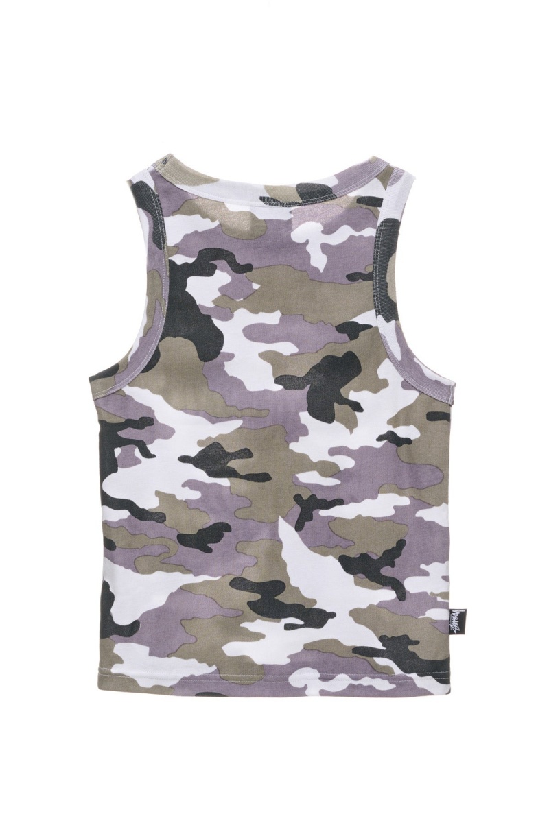 Stüssy Camo Rib Tank T-Shirts L/S White Camo | QET-723519