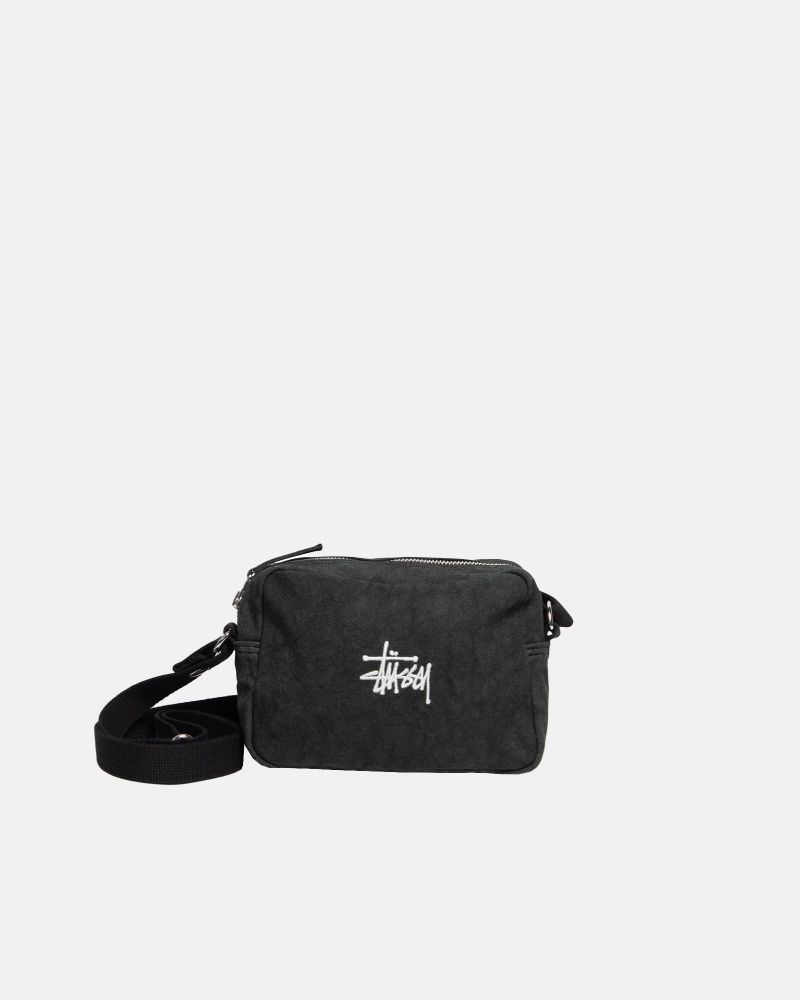 Stüssy Canvas Side Pouch Side Bag Washed Black | ICG-590316