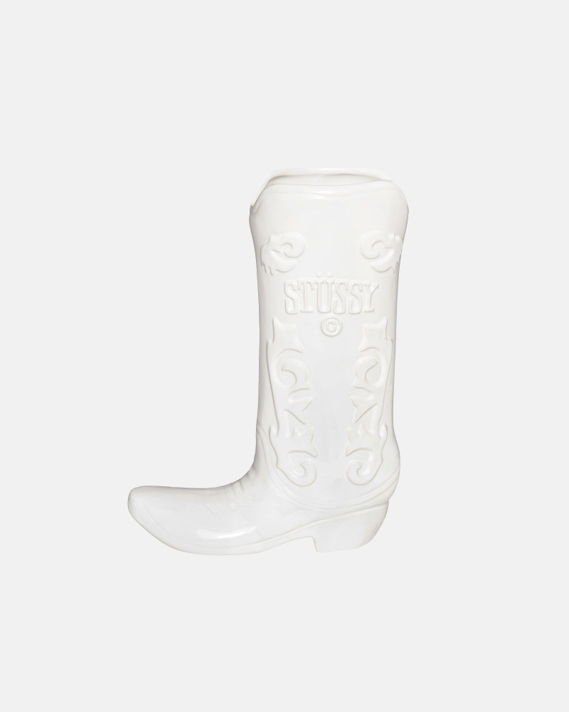 Stüssy Ceramic Boot Vase Vase/Pottery Ceramic White | XOM-598417