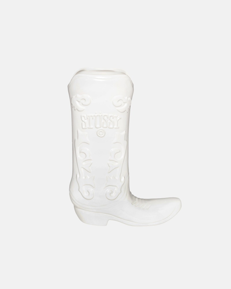 Stüssy Ceramic Boot Vase Vase/Pottery Ceramic White | XOM-598417