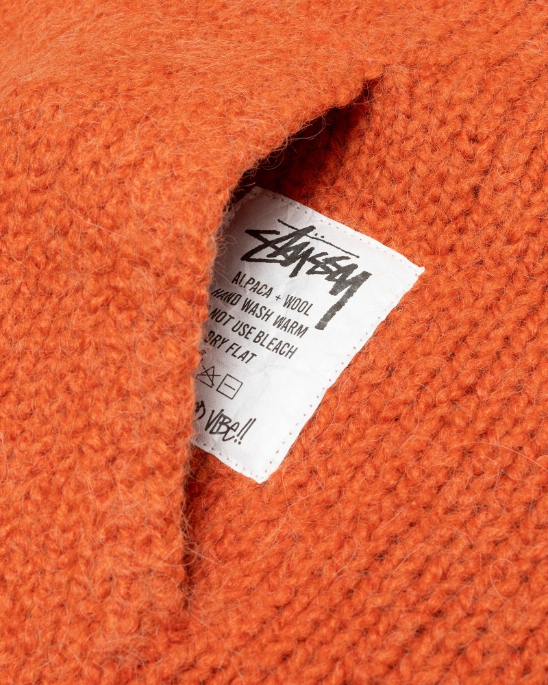 Stüssy Chunky Knit Zip Hoodie Long Sleeve Sweater Terracotta | DKT-258769