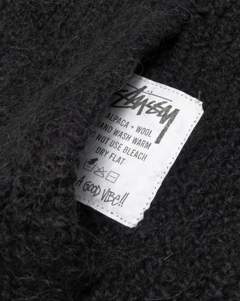 Stüssy Chunky Knit Zip Hoodie Long Sleeve Sweater Black | VKZ-782146