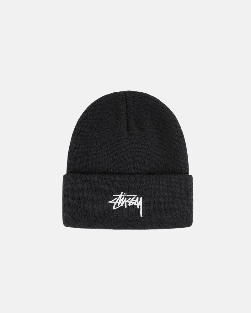 Stüssy Cuff Beanie Stock Beanie Black | WEM-945780