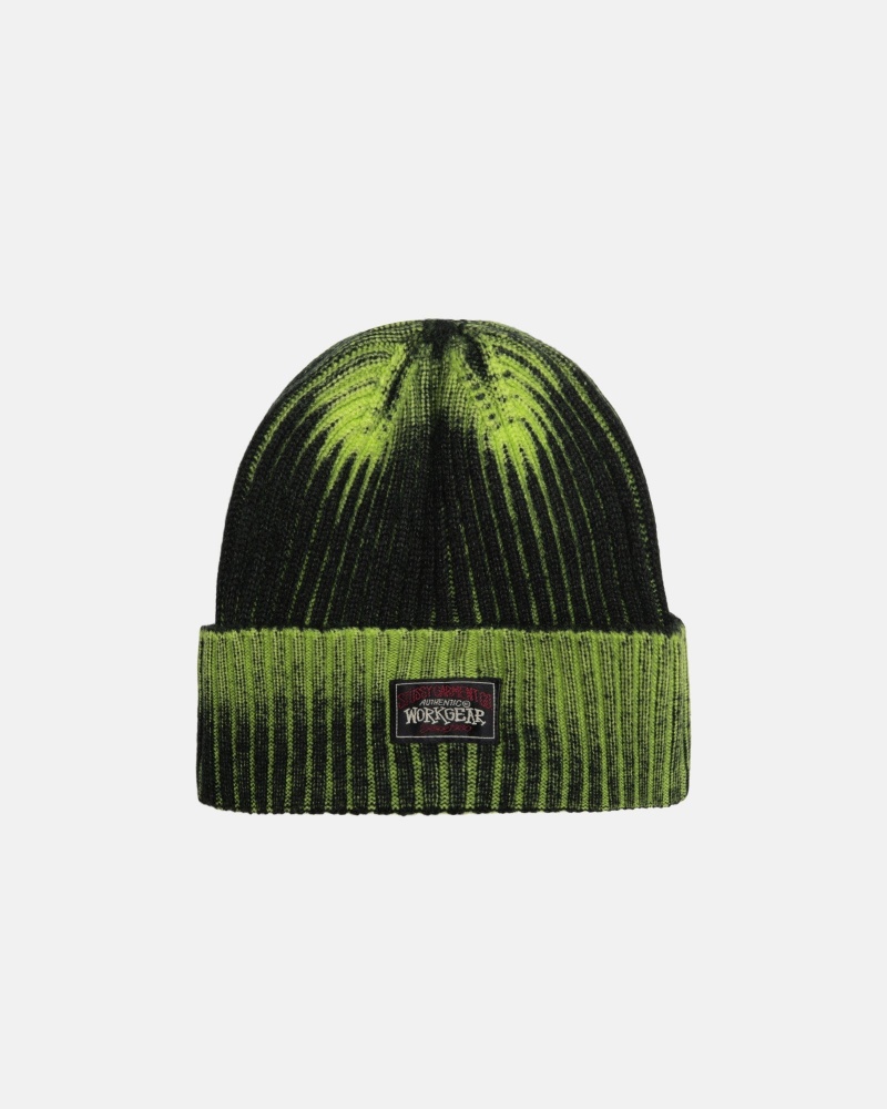 Stüssy Cuff Beanie Workgear Spray Beanie Lime | SJB-917524