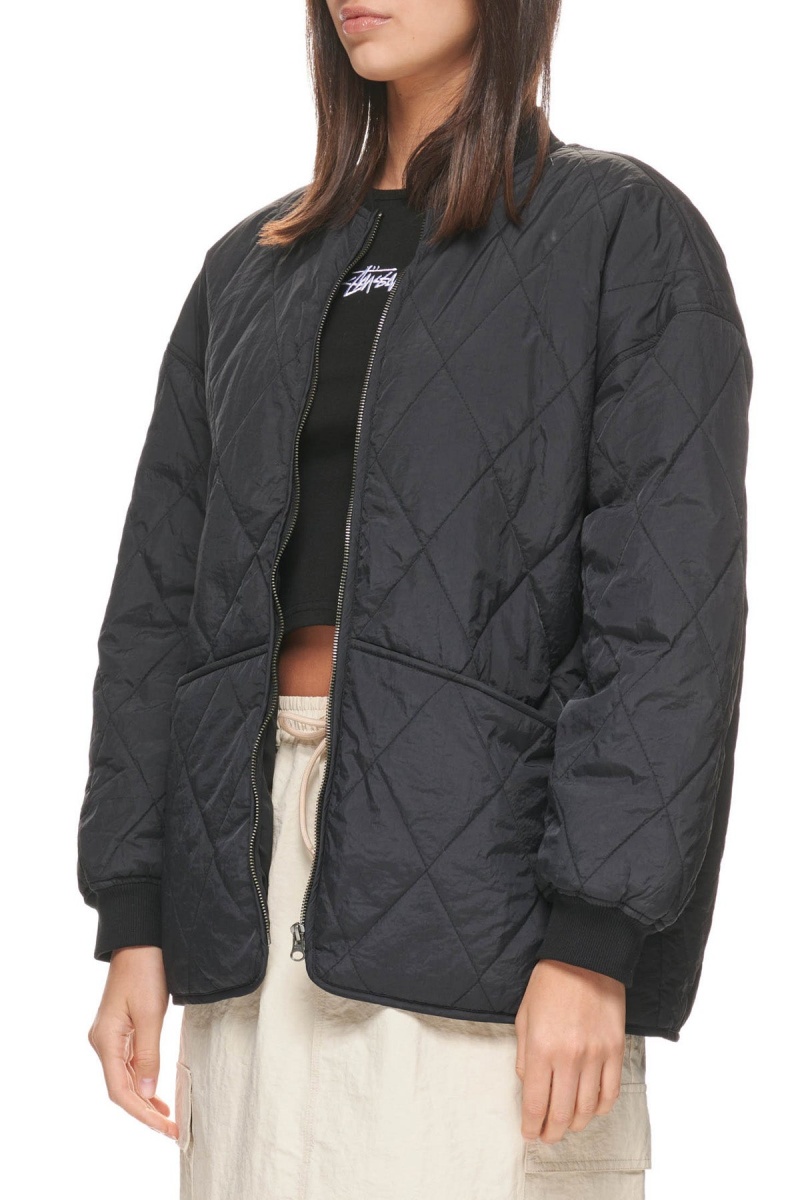 Stüssy Dice Quilted Jacket Jackets Black | ZAO-523967