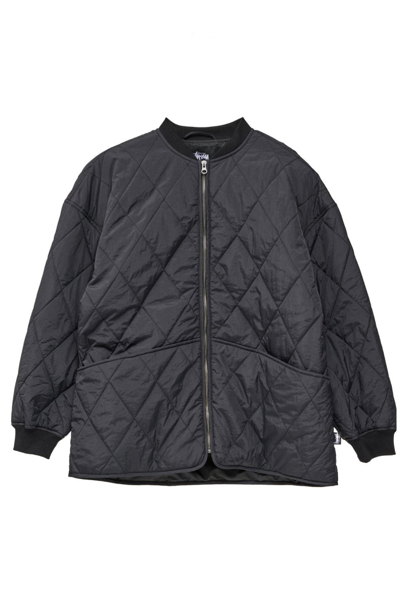 Stüssy Dice Quilted Jacket Jackets Black | ZAO-523967