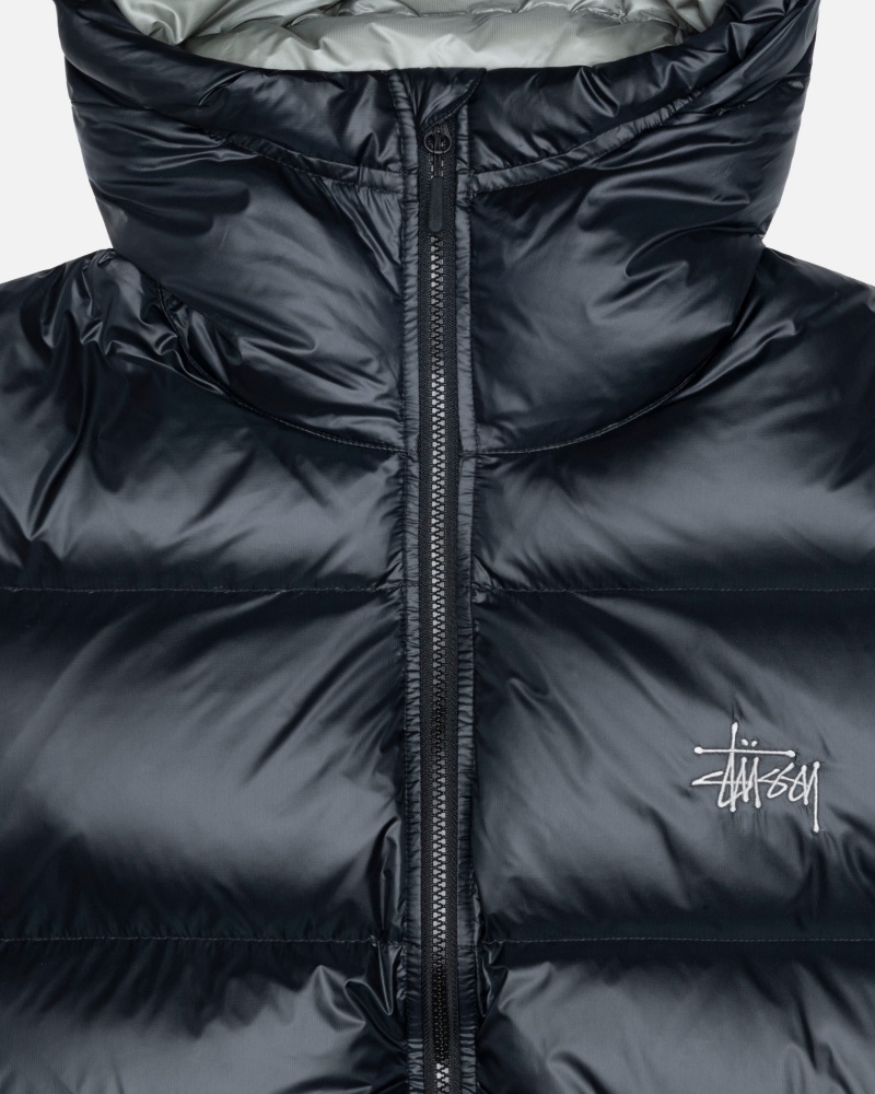 Stüssy Down Parka Micro Ripstop Long Sleeve Outerwear Phantom Black | EUQ-459123