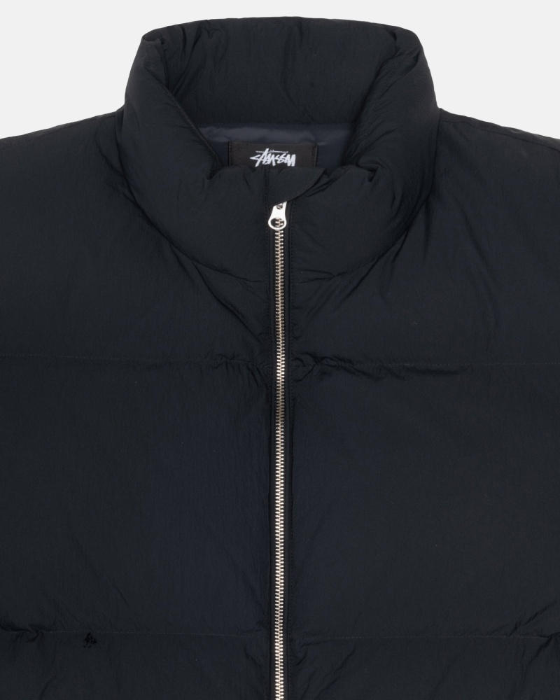 Stüssy Down Puffer Nylon Long Sleeve Outerwear Black | KVQ-740152