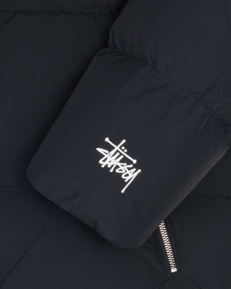 Stüssy Down Puffer Nylon Long Sleeve Outerwear Black | KVQ-740152