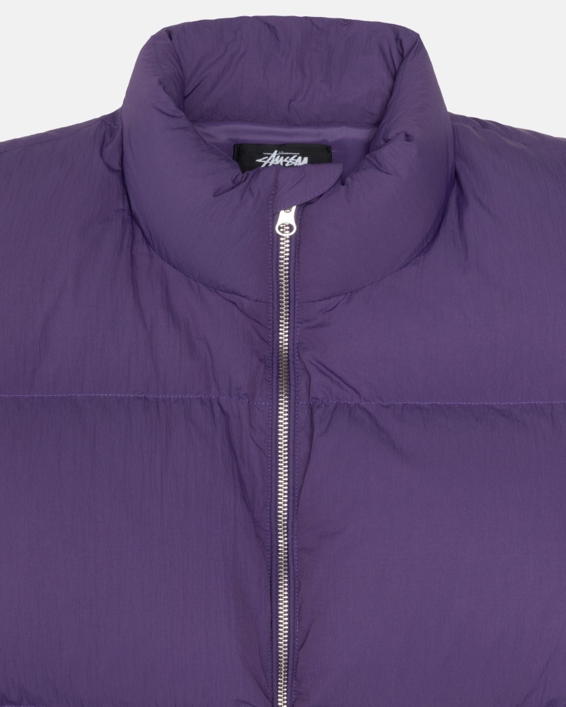 Stüssy Down Puffer Nylon Long Sleeve Outerwear Purple | TZU-064579