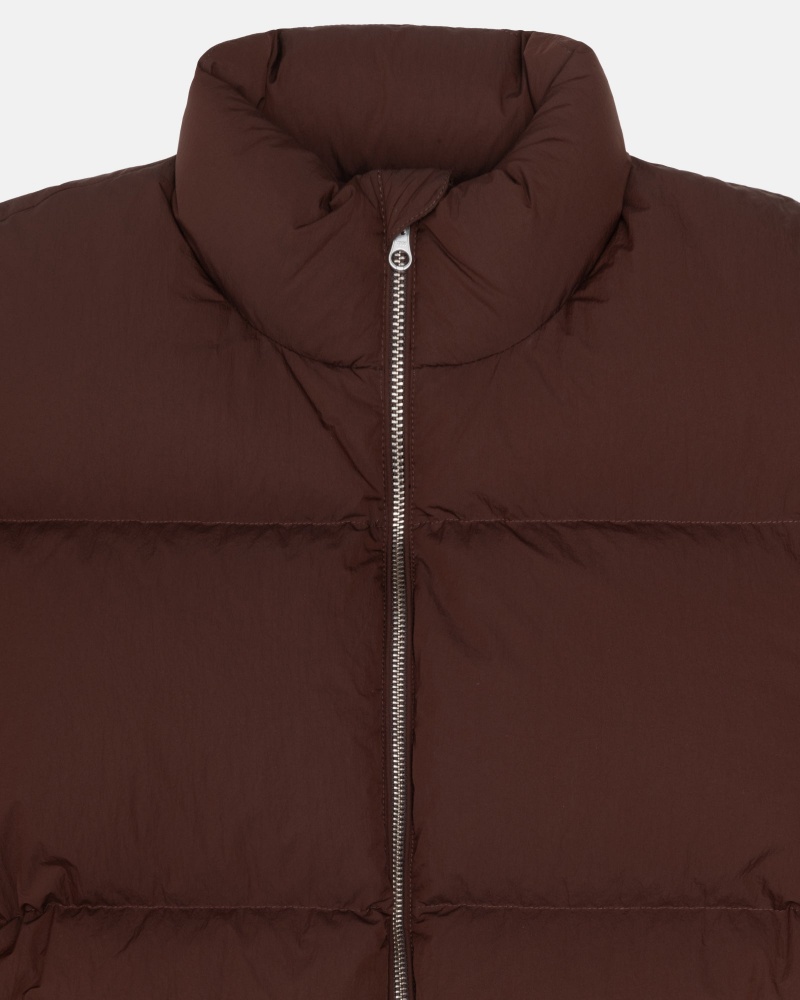 Stüssy Down Puffer Nylon Long Sleeve Outerwear Brown | XBO-213698