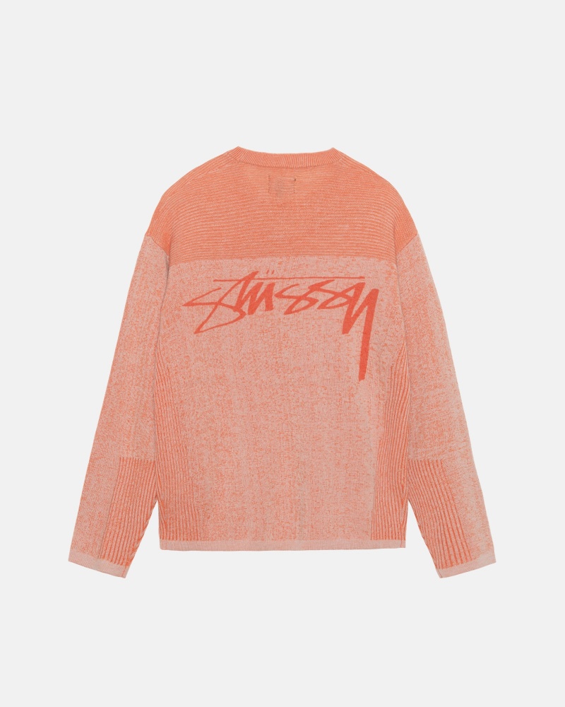 Stüssy Engineered Panel Sweater Long Sleeve Sweater Orange | YZC-385697