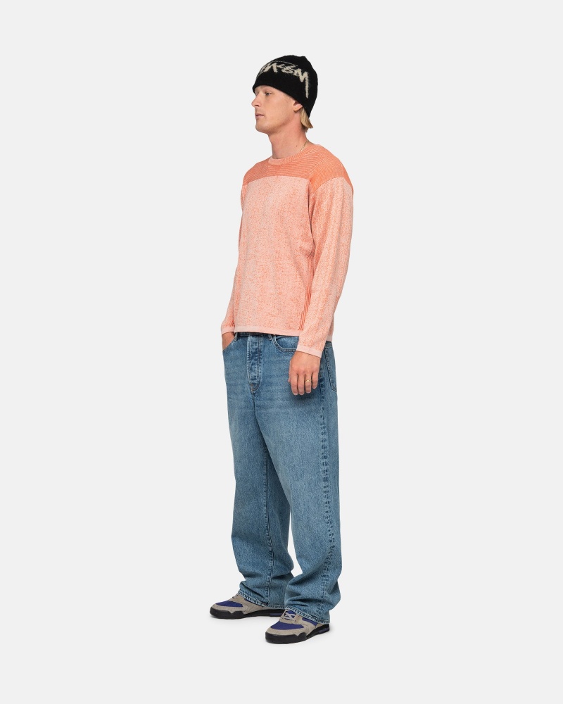 Stüssy Engineered Panel Sweater Long Sleeve Sweater Orange | YZC-385697