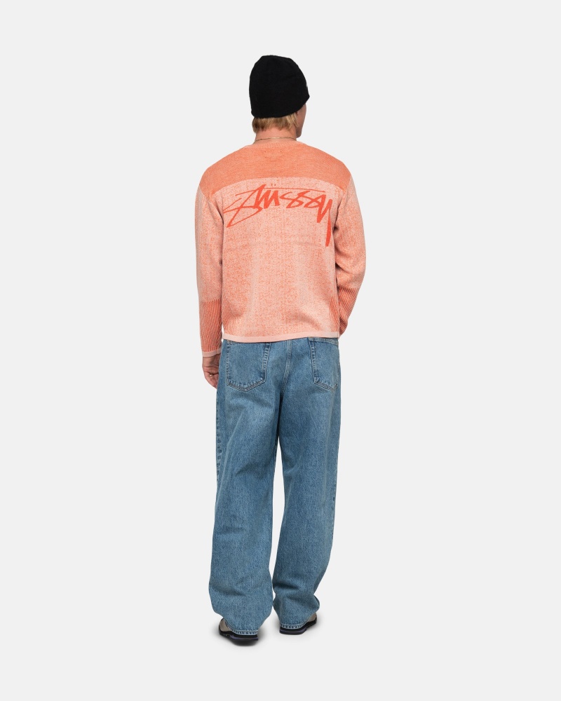 Stüssy Engineered Panel Sweater Long Sleeve Sweater Orange | YZC-385697