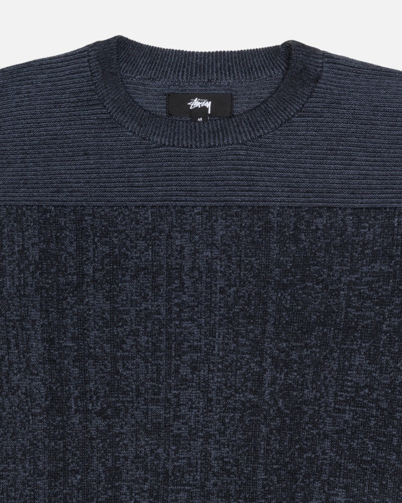 Stüssy Engineered Panel Sweater Long Sleeve Sweater Navy | LXM-209647