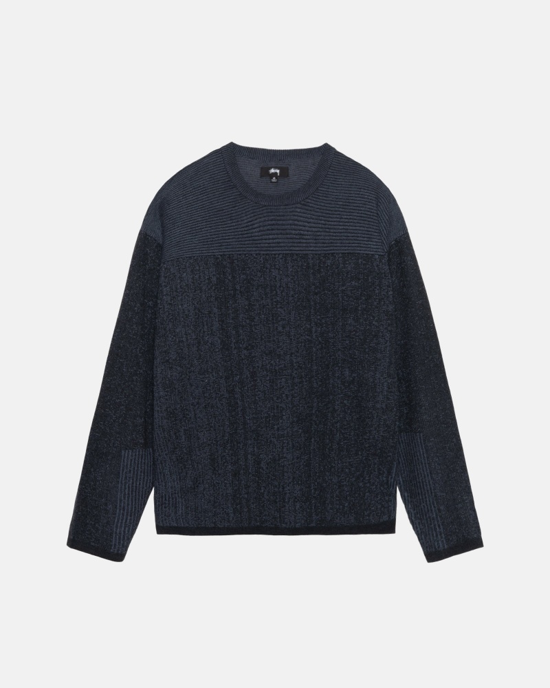 Stüssy Engineered Panel Sweater Long Sleeve Sweater Navy | LXM-209647