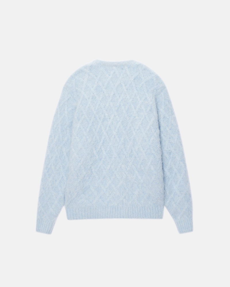 Stüssy Fuzzy Lattice Crew Sweater Long Sleeve Sweater Ice | BVA-053729