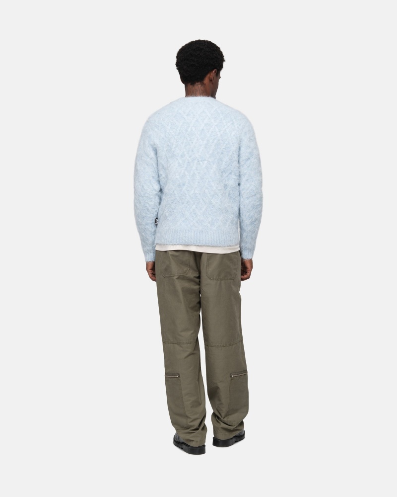 Stüssy Fuzzy Lattice Crew Sweater Long Sleeve Sweater Ice | BVA-053729