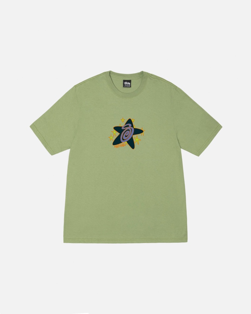 Stüssy Galaxy Tee Short Sleeve T-Shirt Moss | RFL-152683