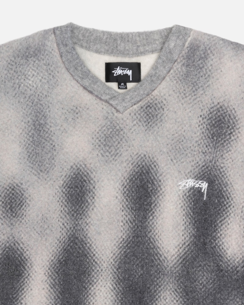 Stüssy Gradient Dot Brushed Sweater Long Sleeve Sweater Grey | IKP-063928