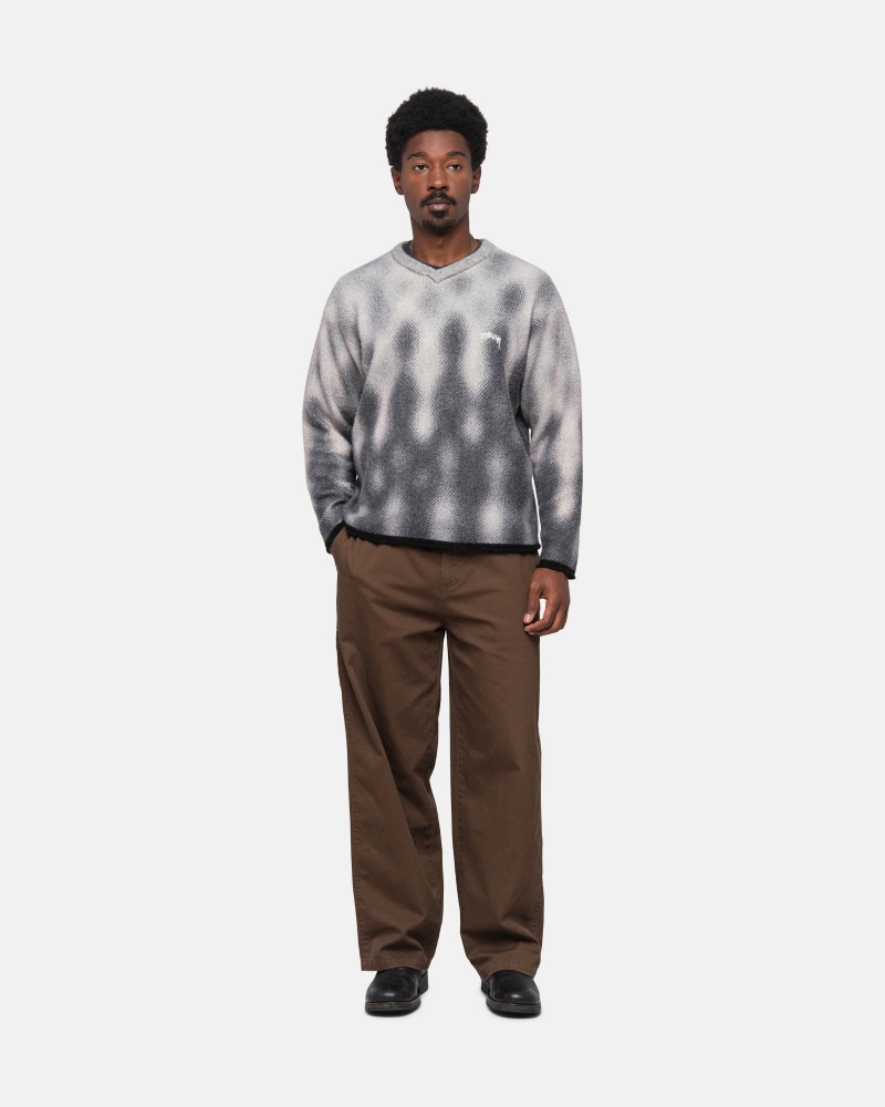 Stüssy Gradient Dot Brushed Sweater Long Sleeve Sweater Grey | IKP-063928