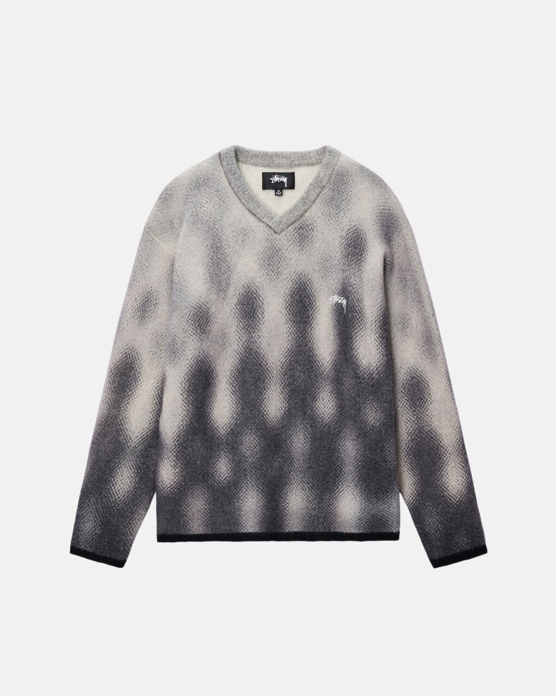 Stüssy Gradient Dot Brushed Sweater Long Sleeve Sweater Grey | IKP-063928