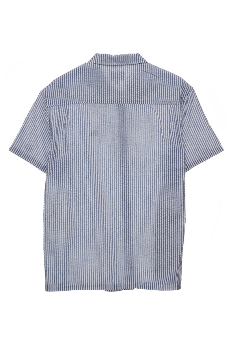 Stüssy Graffiti Oxford Shirt Shirts Navy/White Stripe | TUM-417028