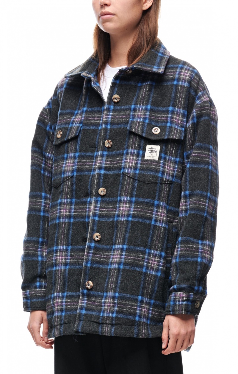 Stüssy Harley Check Worker Jacket Jackets Black | UJR-790623